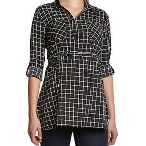 🌹Black & White Windowpane Plaid Maternity Tunic🌹